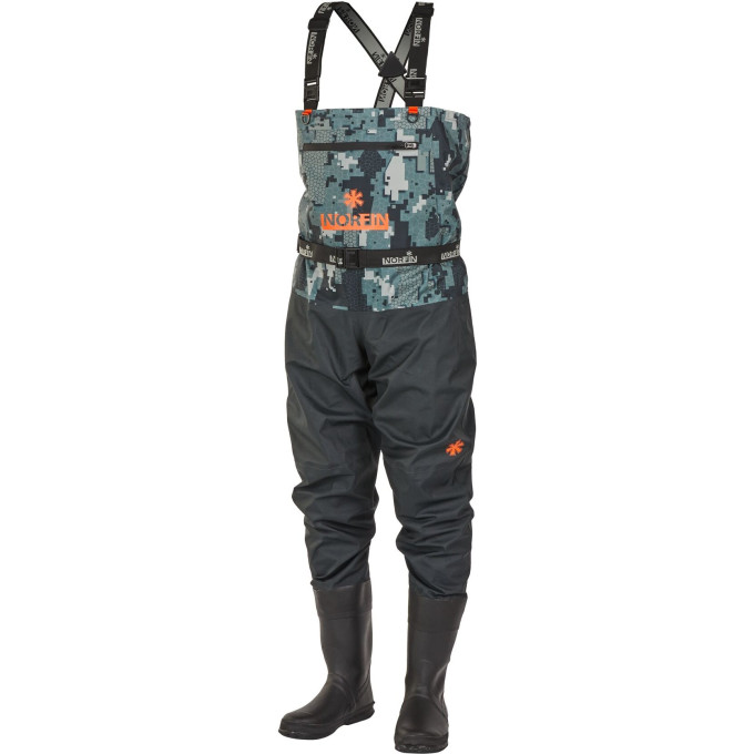 Полукомбинезон забродный NORFIN PILOT CAMO BOOTFOOT р.44-L-S с сапогами резина 83400-44-L-S